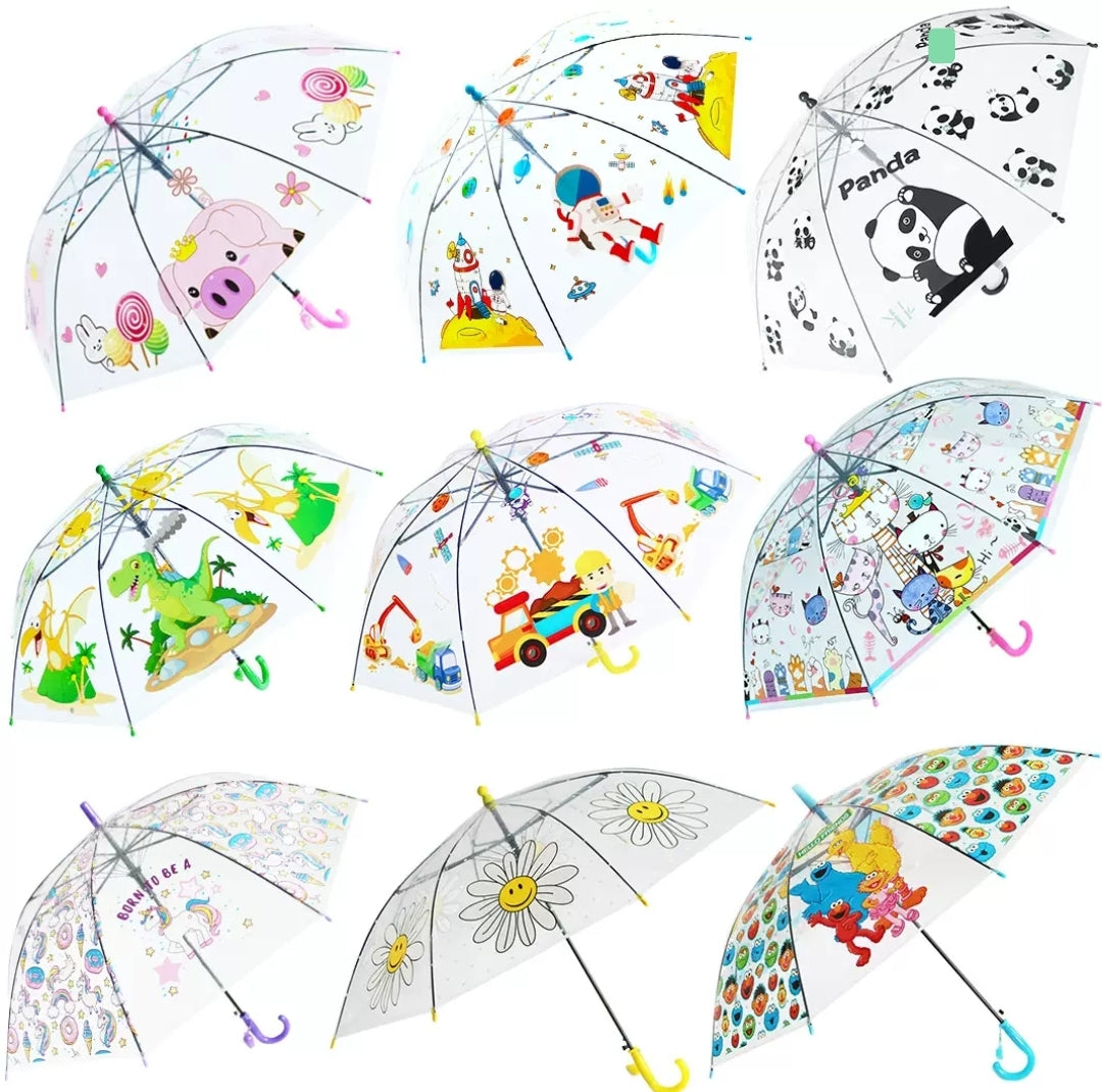 Kids Transparent Dome Umbrella – Assorted Designs, 85 cm