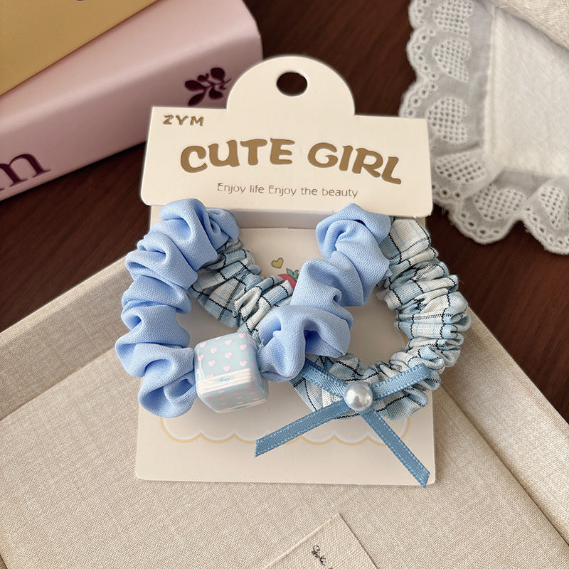 Cute Girl Plaid Scrunchie - 2 Pcs