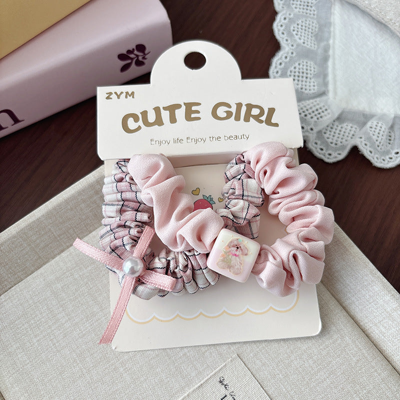 Cute Girl Plaid Scrunchie - 2 Pcs