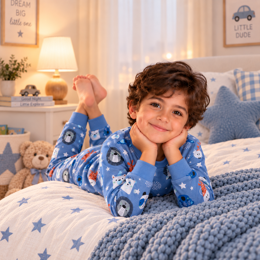 Kids’ Cotton 100% Animals Pajama Set | 0–8Y
