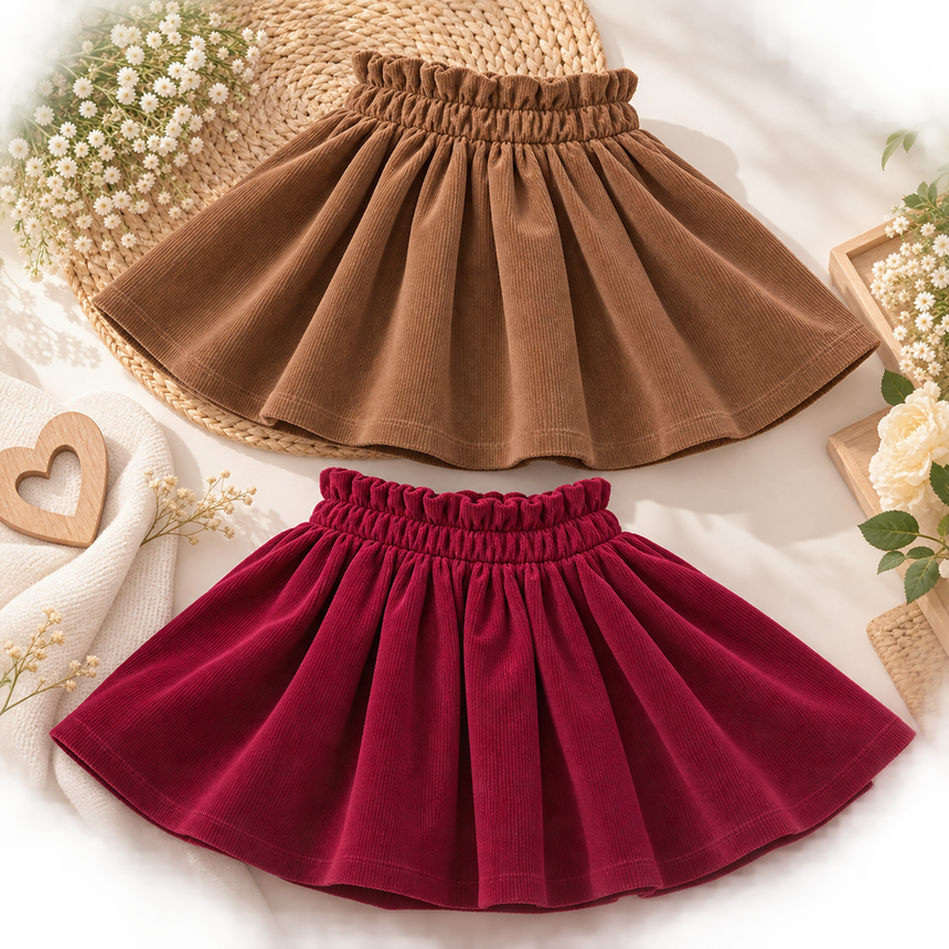 Girls' Corduroy Skirt with Built-in Shorts / 3–14Y