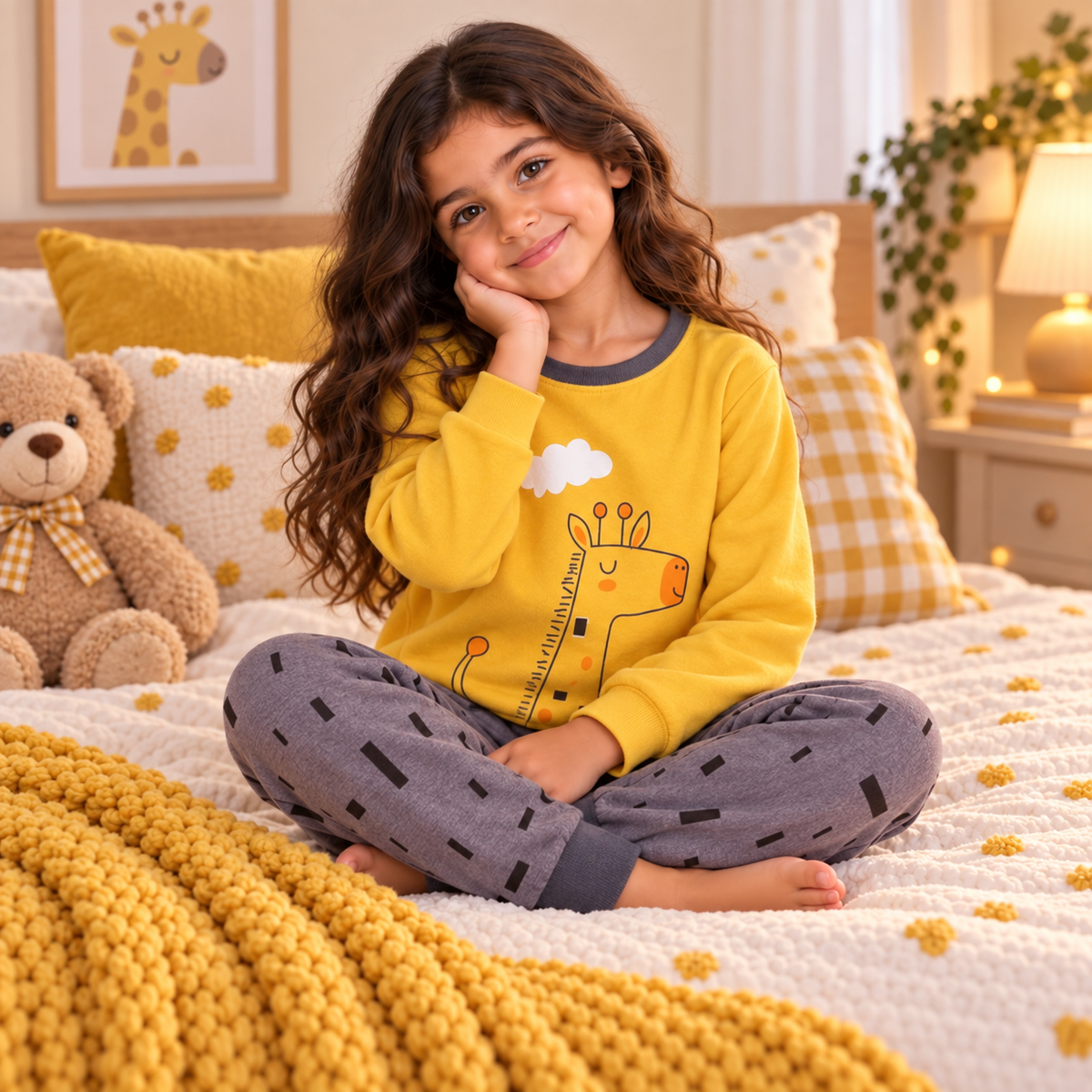 Kids’ 100% Cotton Giraffe Pajama Set | 0–8Y