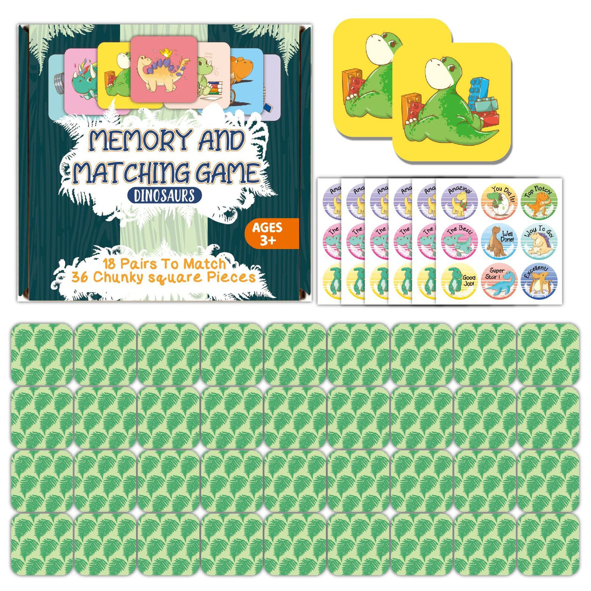 36 Pcs Cards Memory Matching Educational Game - Ages 4-12Y