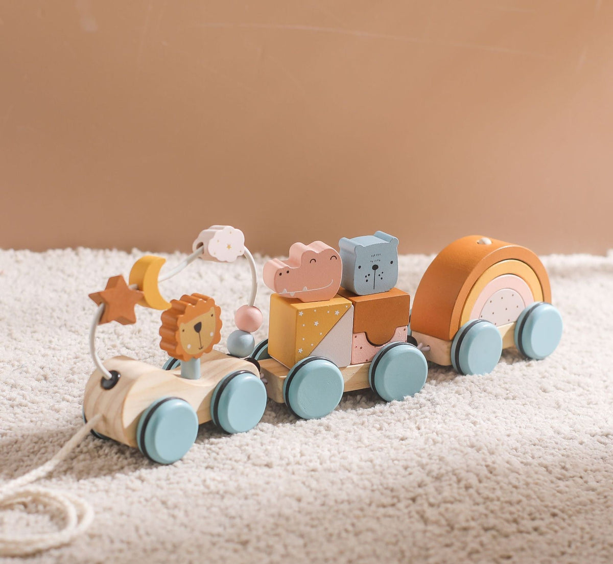 Montessori Wooden Pull Along Train Toy