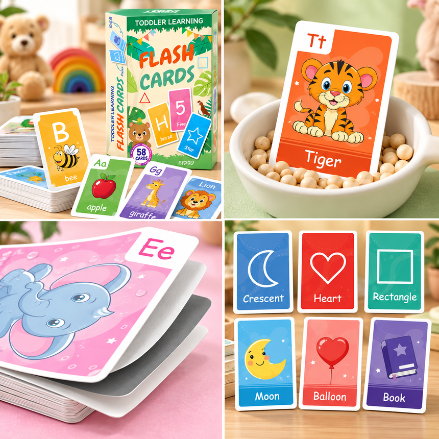 Toddler Learning Flash Cards 58 Double-Sided Cards
