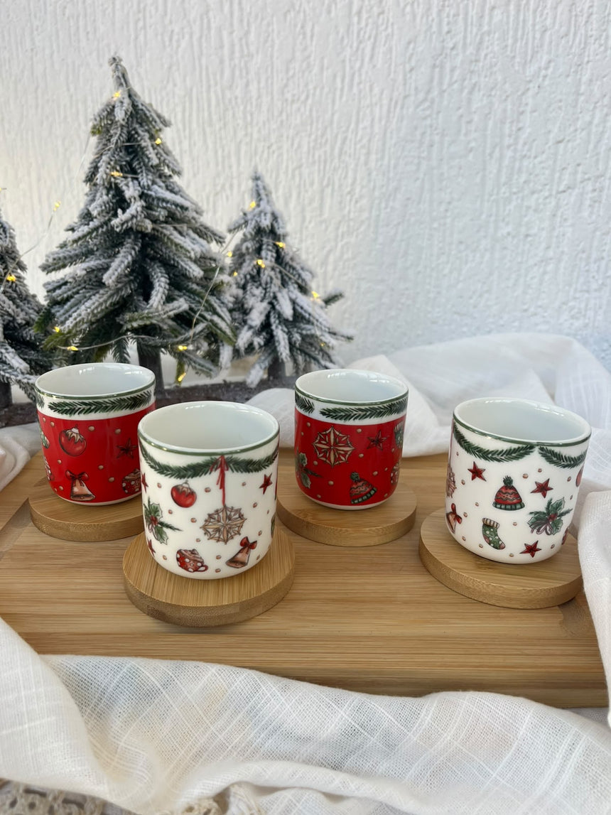 Christmas Espresso Cups and Coasters Set