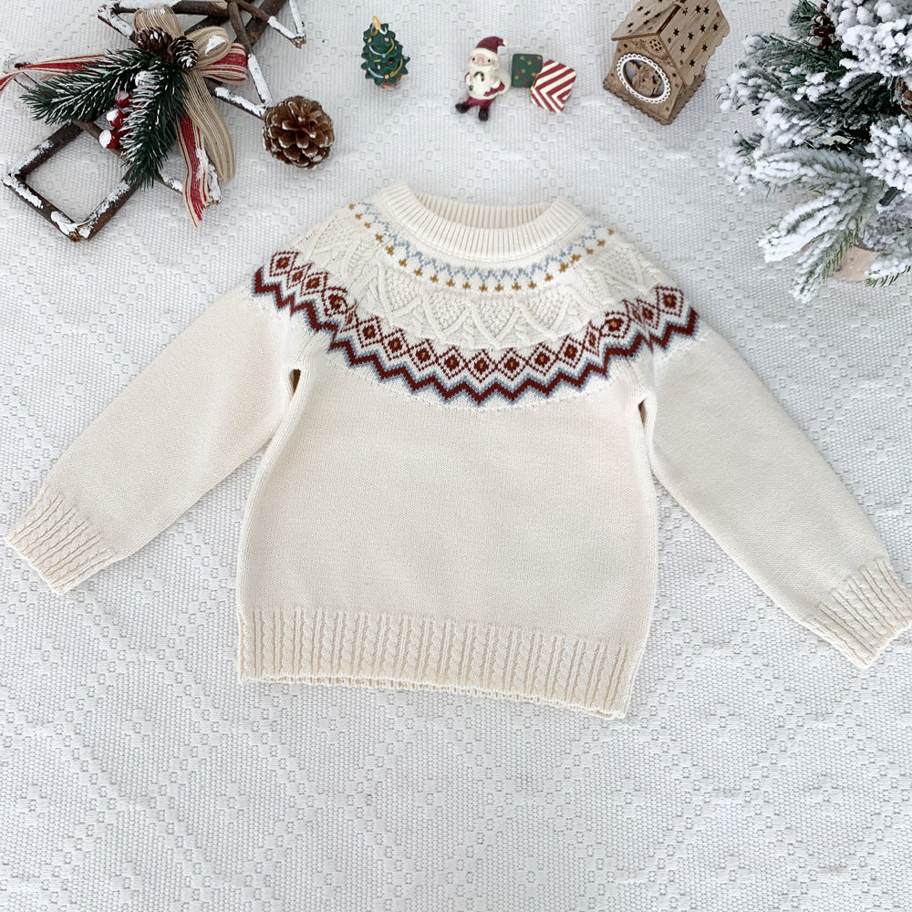 Kids Christmas Fair Isle Knit Sweater 3-10Y