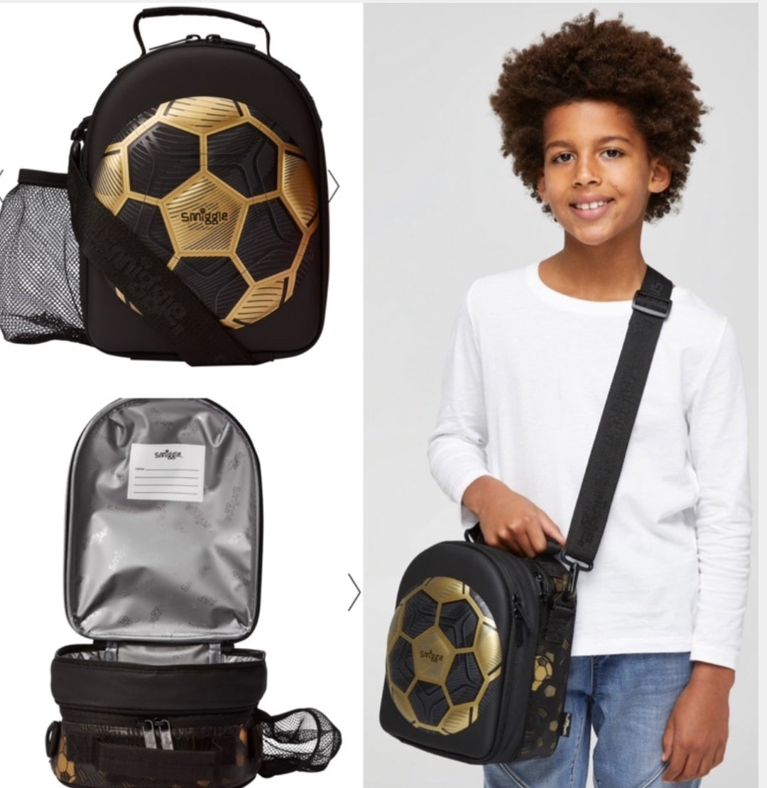 Smiggle Lunch Bag Gold Football 26x18x12cm