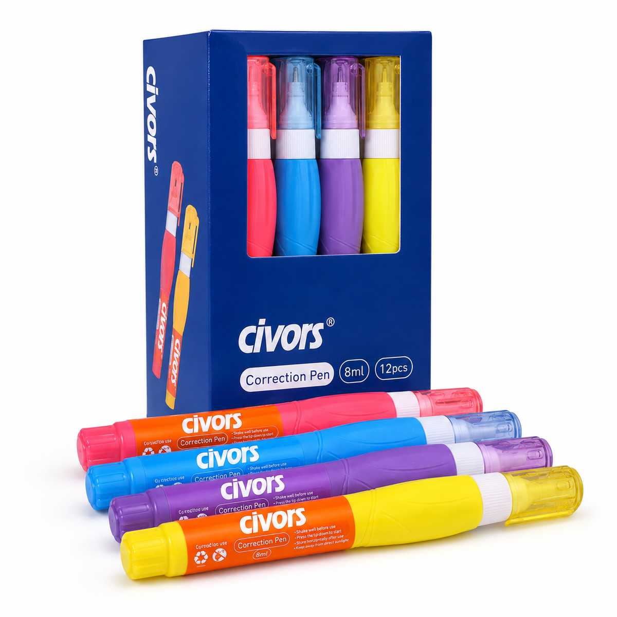 Civors Colorful Correction Pens – 8ml, Pack of 12