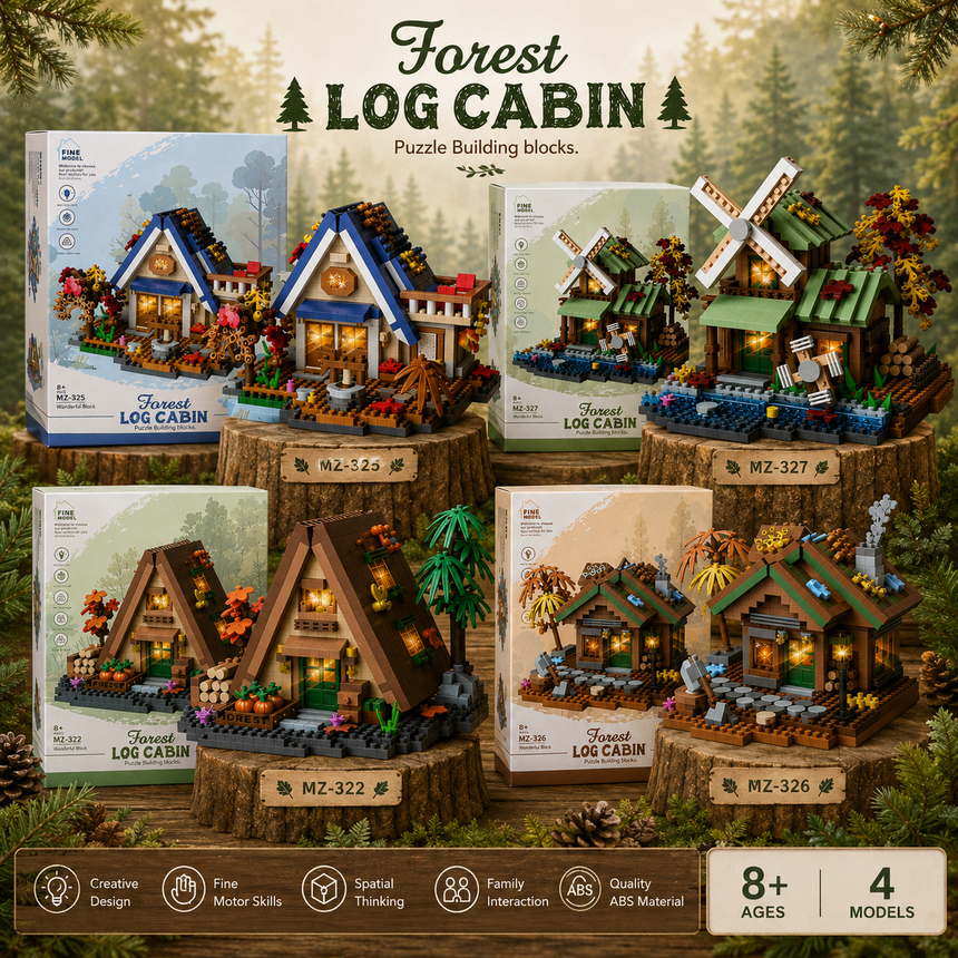 Forest Log Cabin Building Blocks collection | 8+
