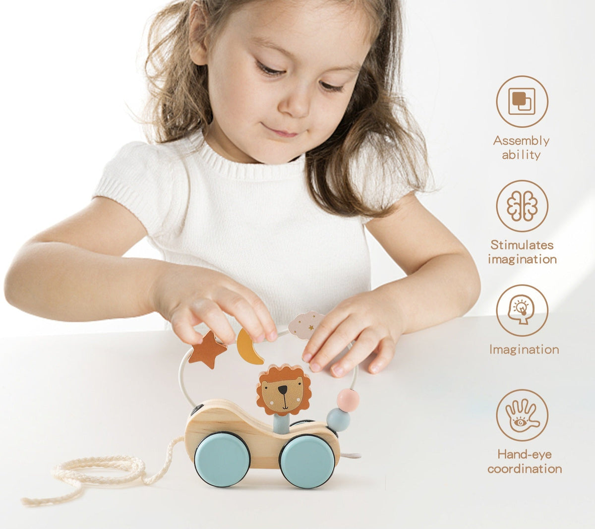 Montessori Wooden Pull Along Train Toy