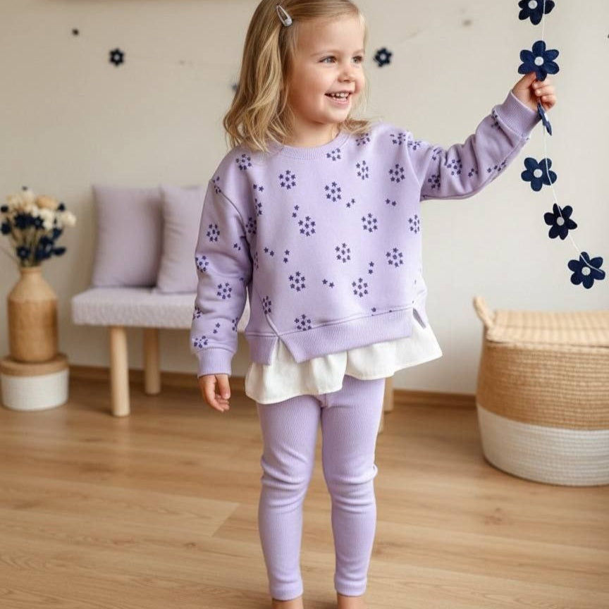 Kids’ Lilac Cotton Stars Outfit / 2–8Y