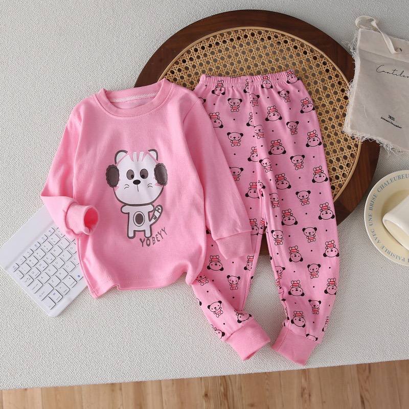 Girls’ 100% Cotton Cat Pajama Set | 1–6Y