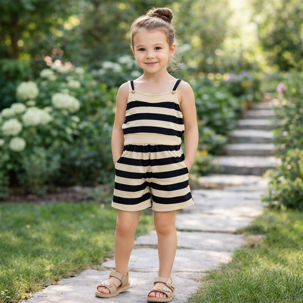 Girls’ Lines Cotton Summer Set / 9–10Y