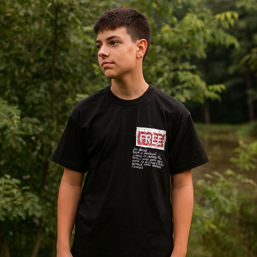 Black Free Design T-Shirt Size Medium