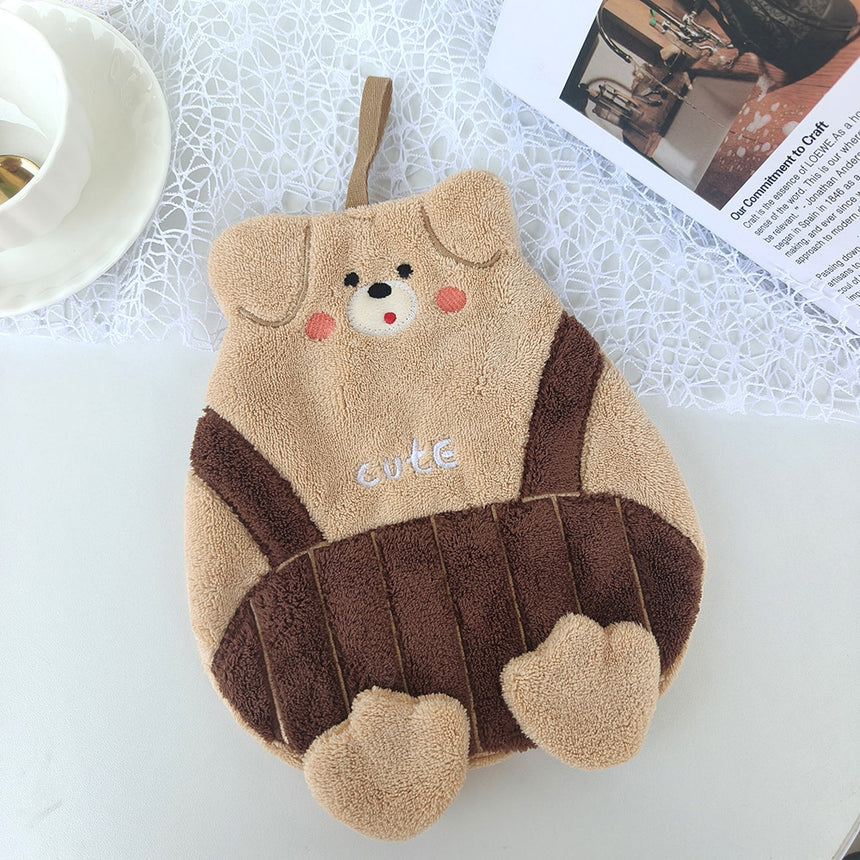 Cute Animal Coral Microfiber Hanging Hand Towel 23x19cm