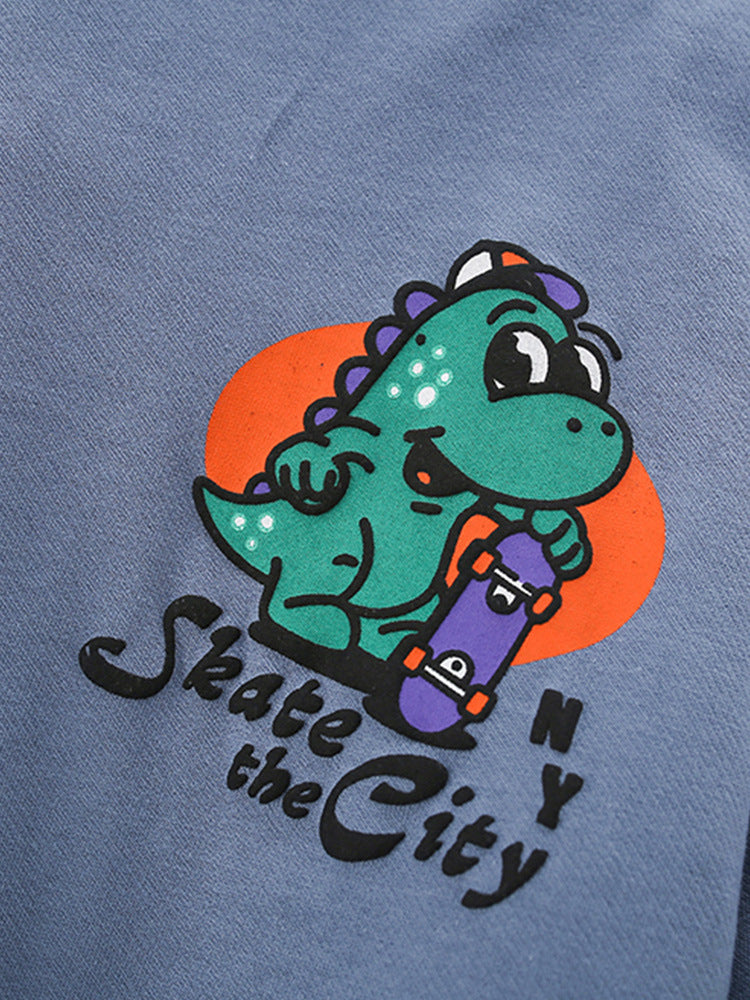 Boys’ Light Cotton Dinosaur Hoodie | 3–10Y