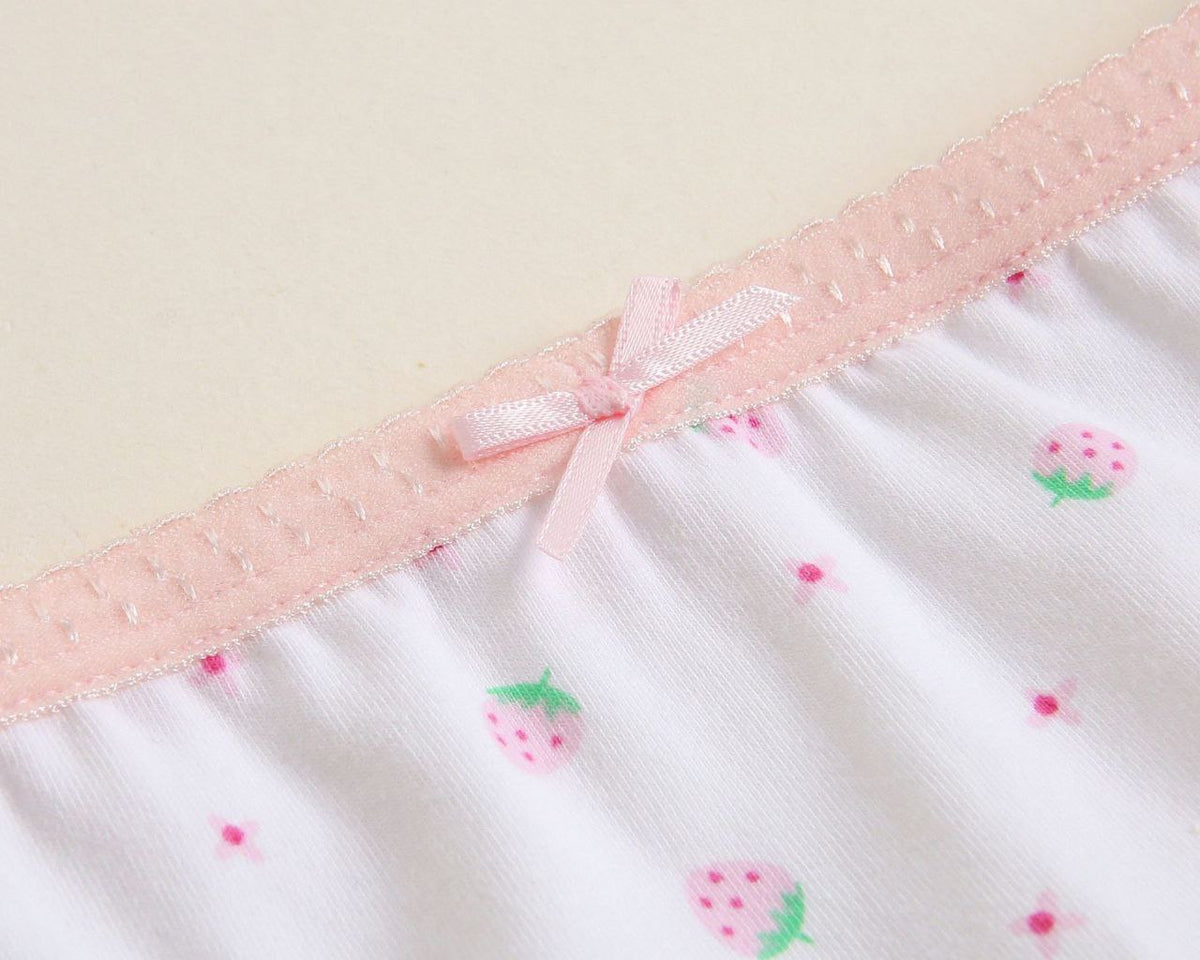 Girls Cotton Boxer Shorts (4 pcs) – Strawberry | Size 3–12Y