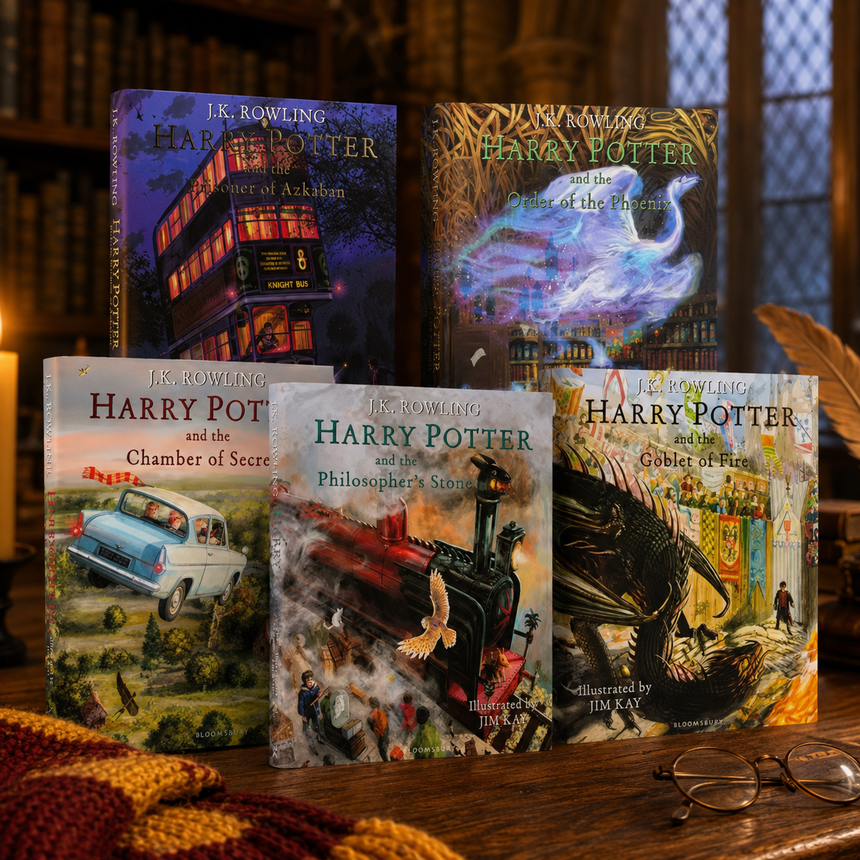 Harry Potter Illustrated Collection- 5 Books Set By J.K. Rowling - Hard Cover - 8+