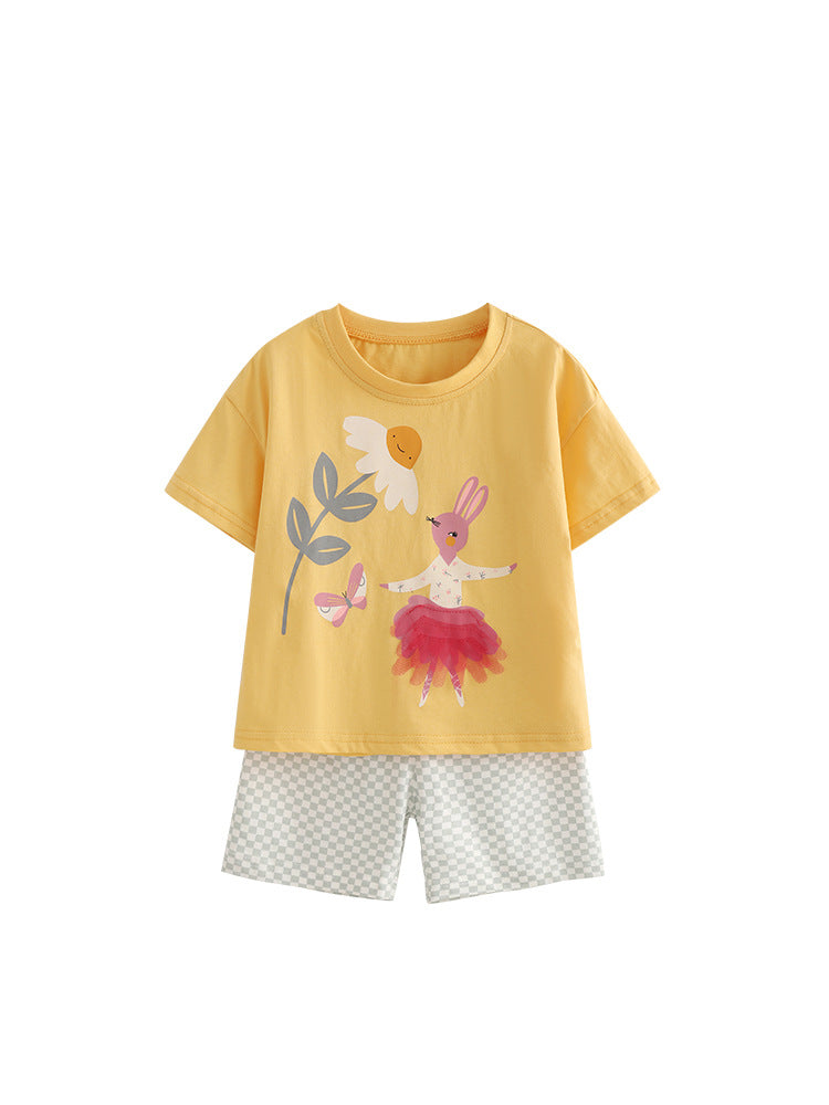 Girls’ Bunny Cotton Summer Outfit Set / 4–10Y