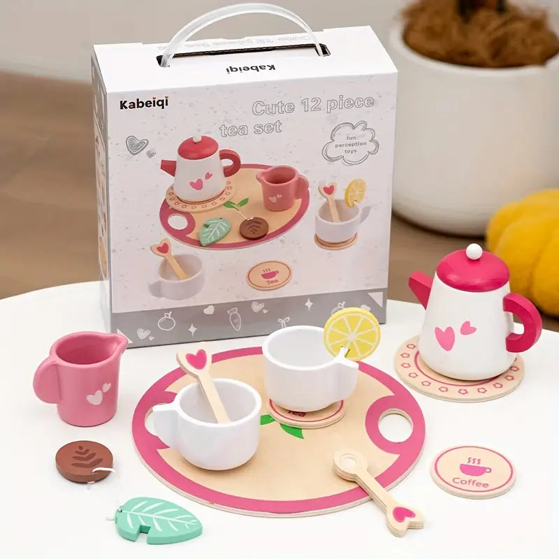 Wooden Tea Party Pretend Play Set – 12 Pieces | 3+
