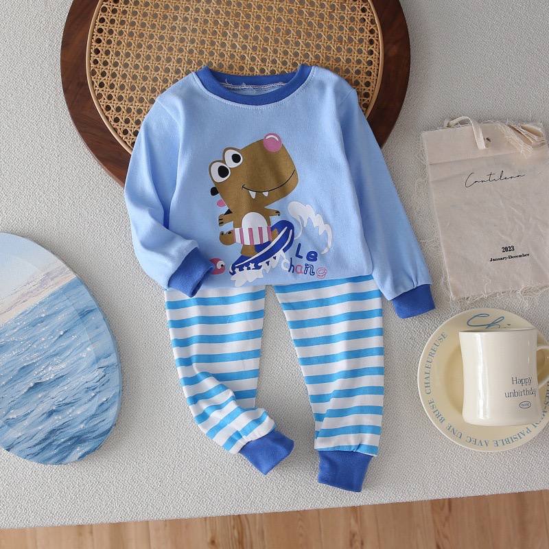 Boys’ 100% Cotton Surf Dino Pajama Set | 0–8Y