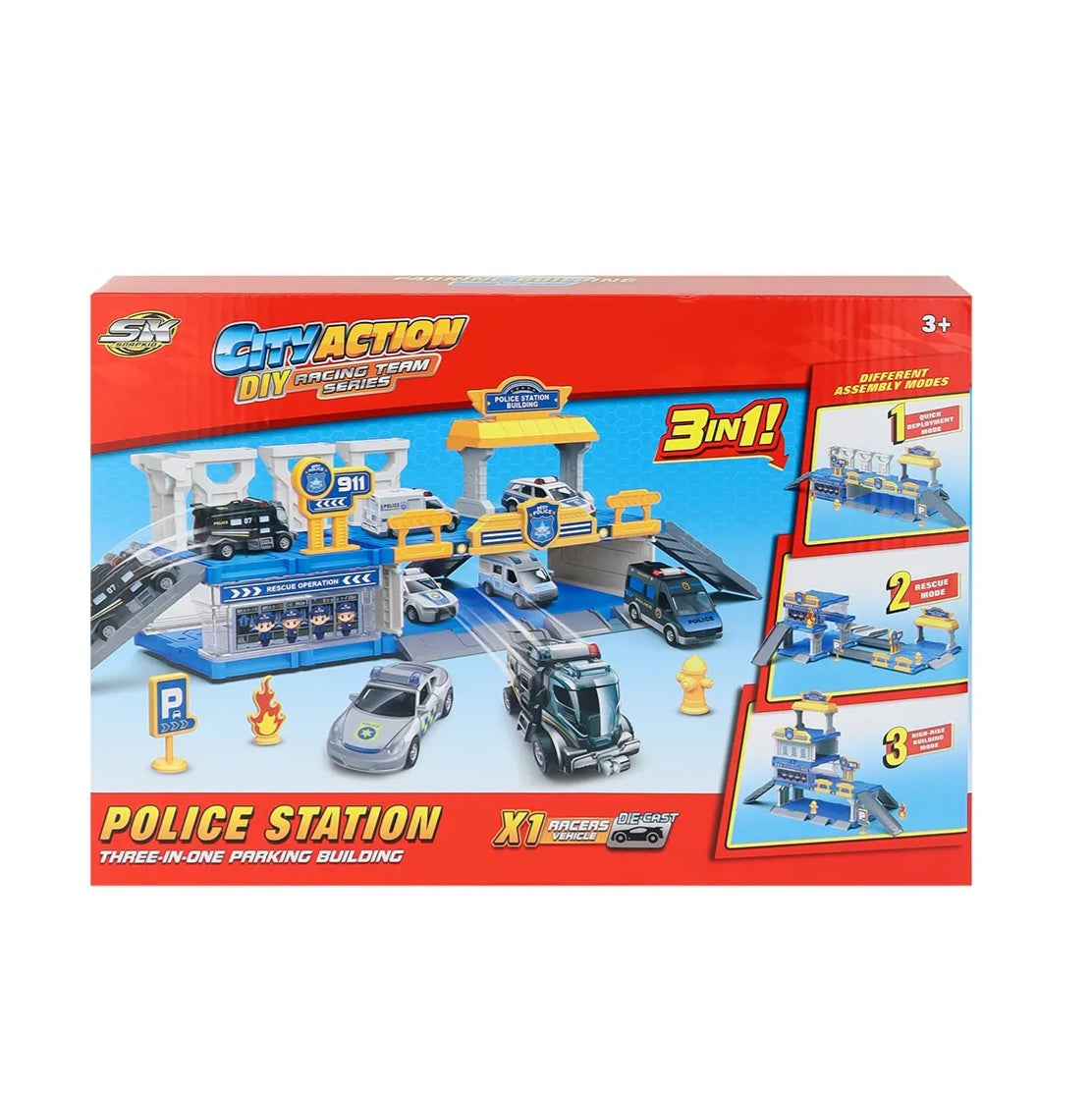 3-in-1 Police Station Parking Play Set