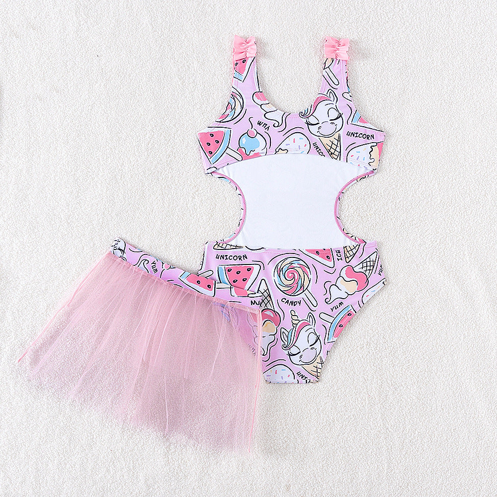 Girls 2pcs Swimwear Set – Ice Cream | Size 4–14Y