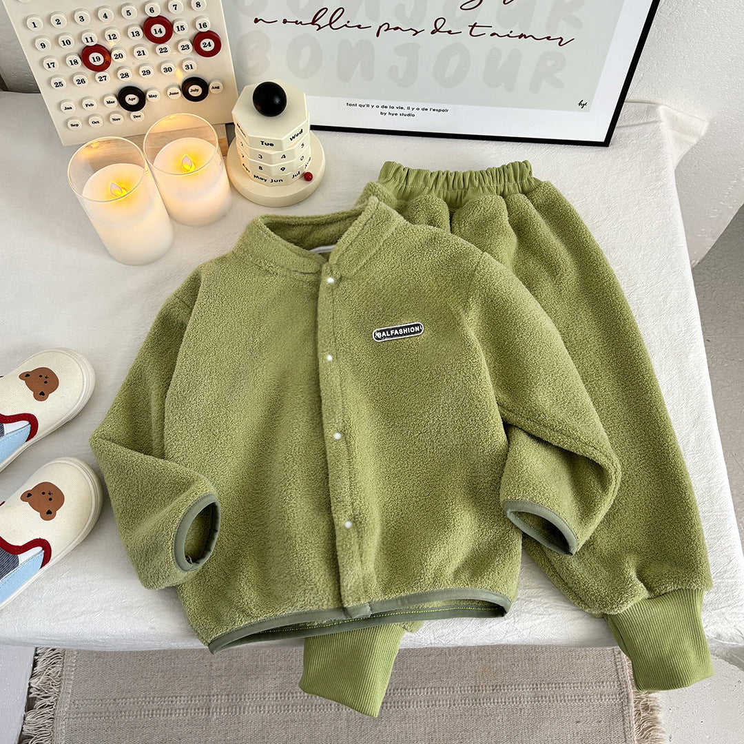 Boys’ Cozy Fleece Pajama Set with Snap Jacket | 1–8Y