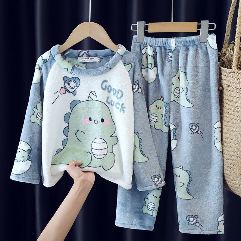 Kids’ Warm Dinosaur Pajama Set | 3–4Y