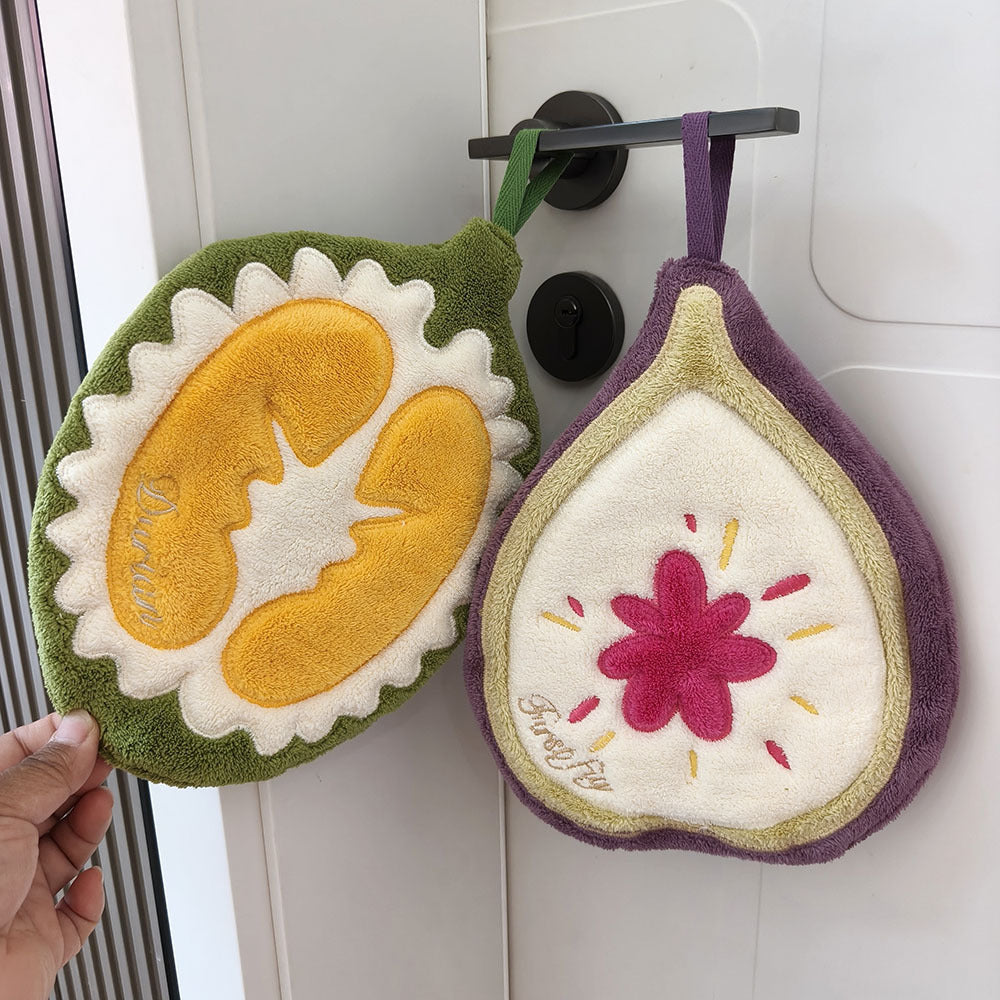 Cute Fruit Chenille Microfiber Hanging Hand Towel – 25 × 19 cm