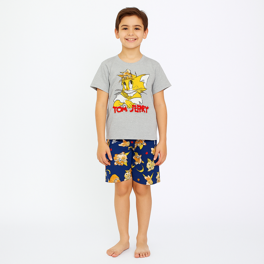 Kids’ Cotton Tom & Jerry Pajama Set | 10–12Y
