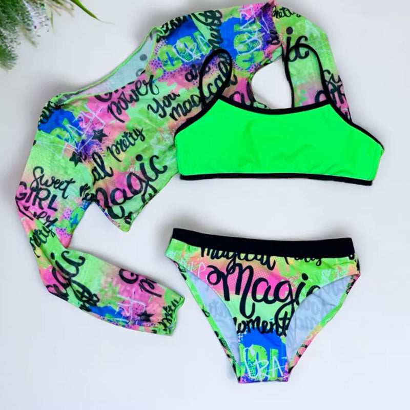 Girls 3pcs Swimwear Set – Green | Size 5–12Y