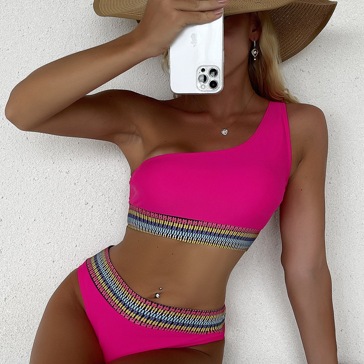 Swimwear Two Pieces One Shoulder Bikini Set | Size S-L