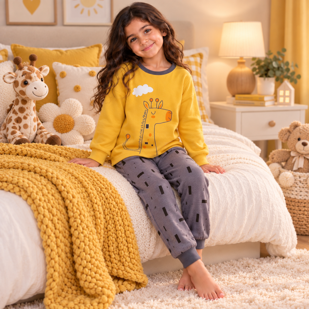 Kids’ 100% Cotton Giraffe Pajama Set | 0–8Y