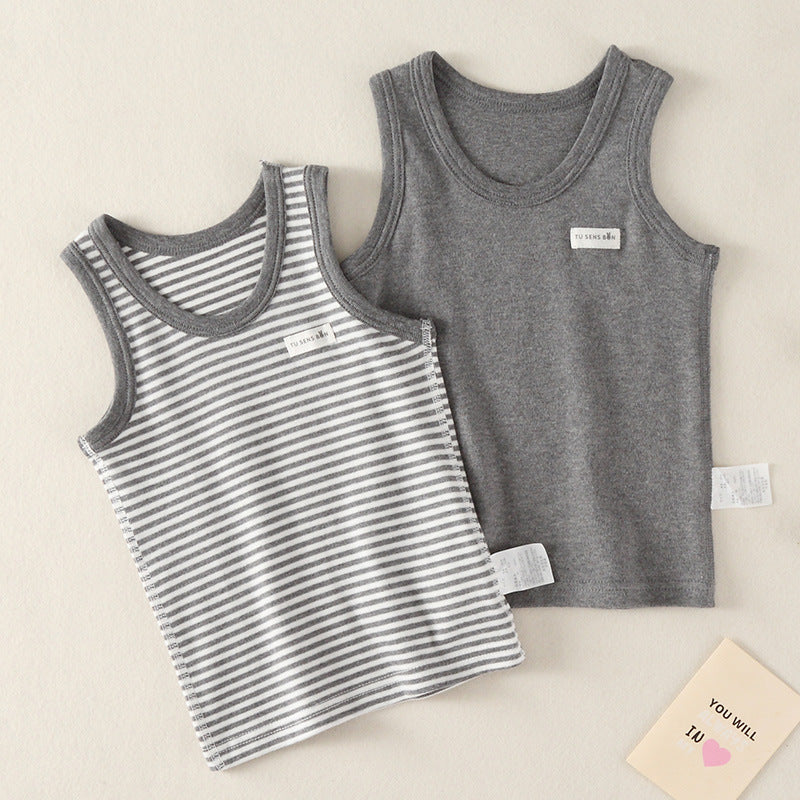 Boys Cotton Tank Tops 2 Pcs Grey Size 7-8Y