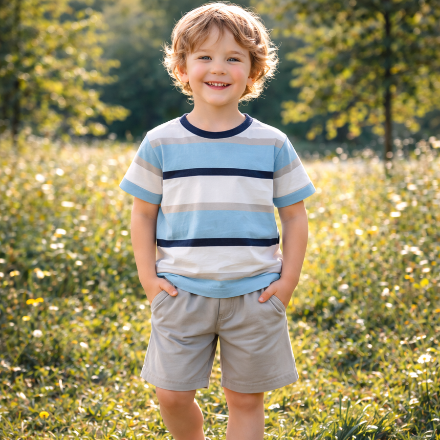 Boys’ Sun Print Cotton Outfit Set / 4–10Y