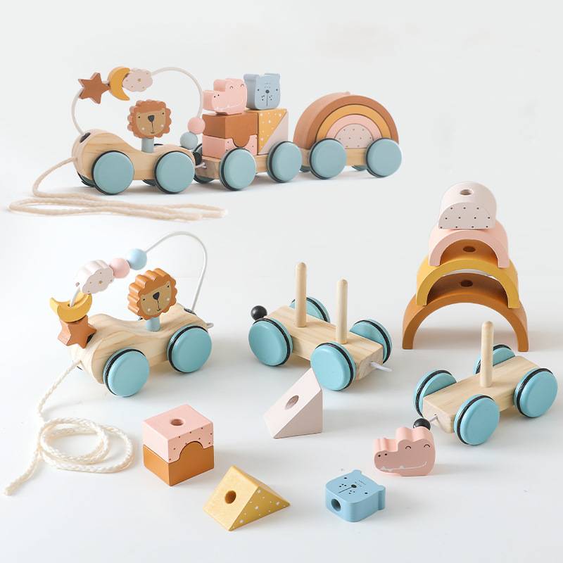 Montessori Wooden Pull Along Train Toy