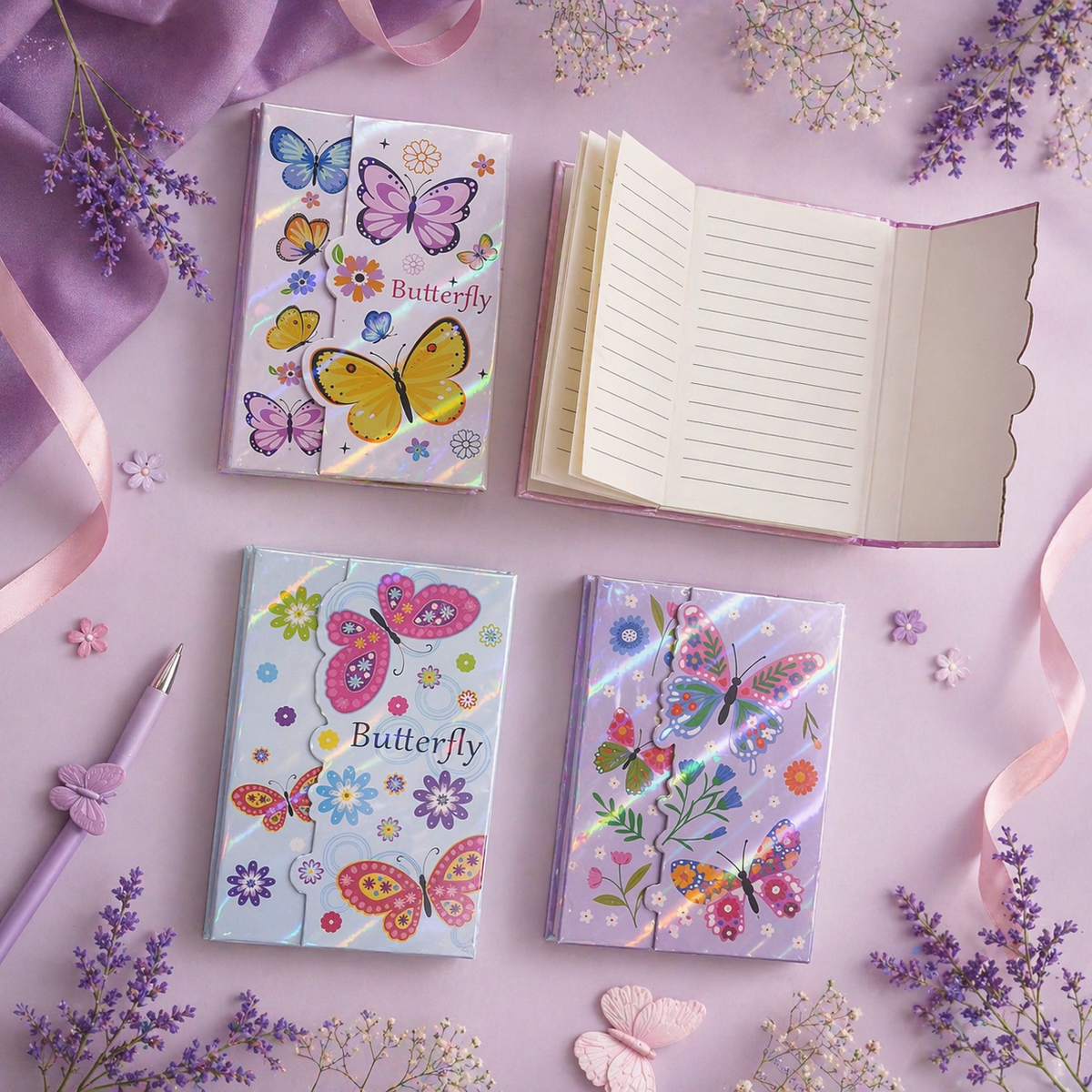 Butterfly Magnetic Flap Mini Notebook 14x10x1.5cm