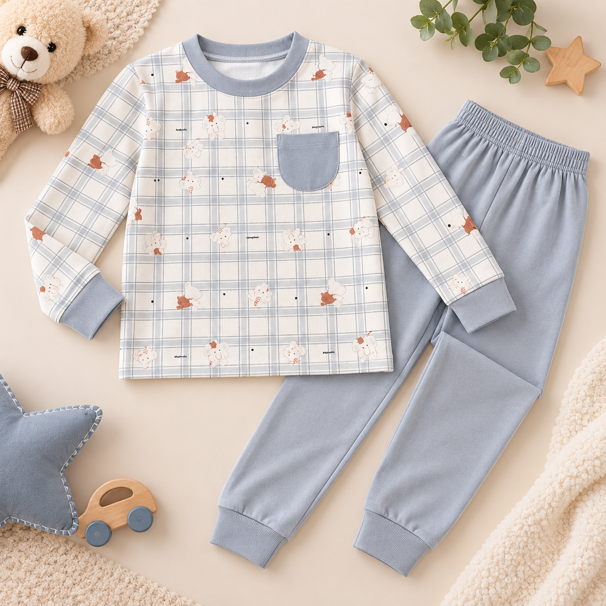 Boys’ Soft Cotton Fleece Pajama Set | 5–12Y