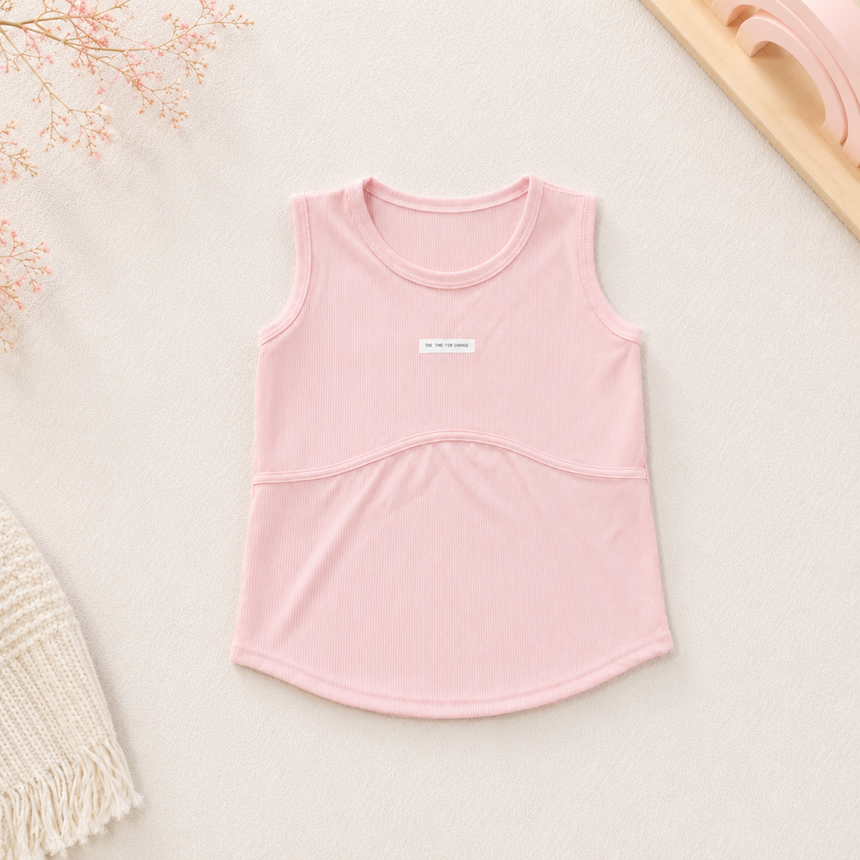 Girls’ Ribbed Sleeveless Top – Pink | 9–10Y