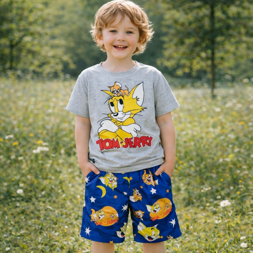 Kids’ Cotton Tom & Jerry Pajama Set | 10–12Y