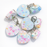 Floral Pocket Mirror Keychain with Mini Pouch
