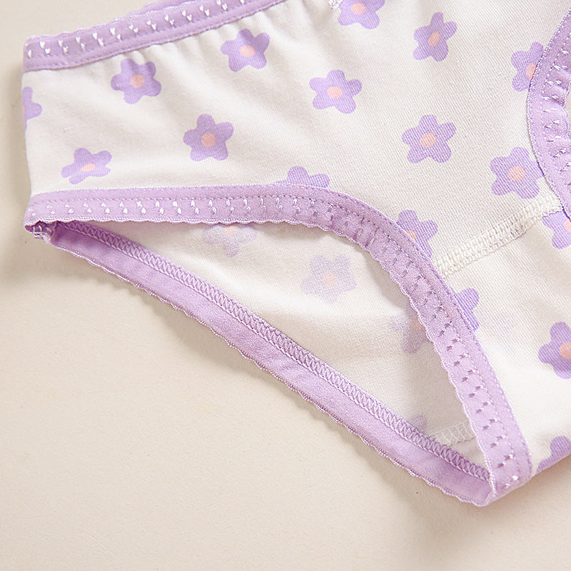 Girls Cotton Panties (1pc)-Purple Flower | Size 2–8Y