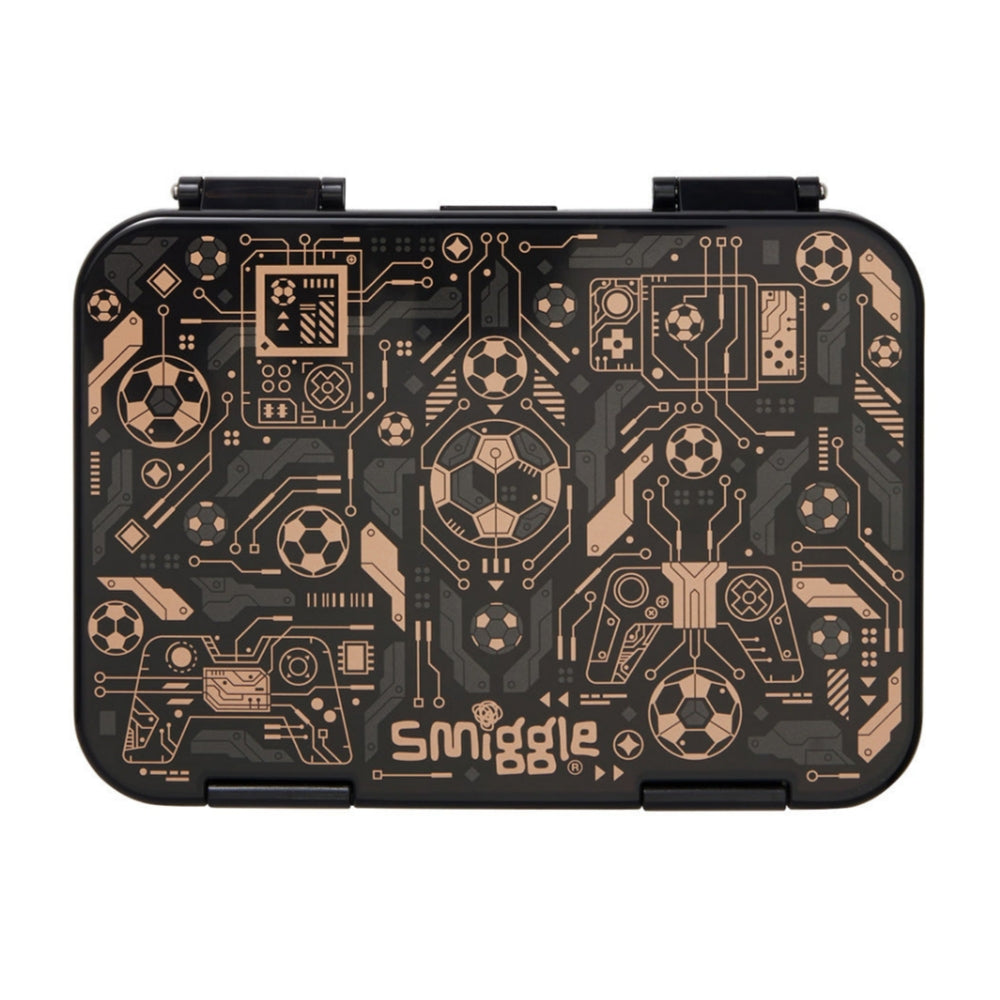 Smiggle Lunch Box - Gold Football - 21x15x4.5