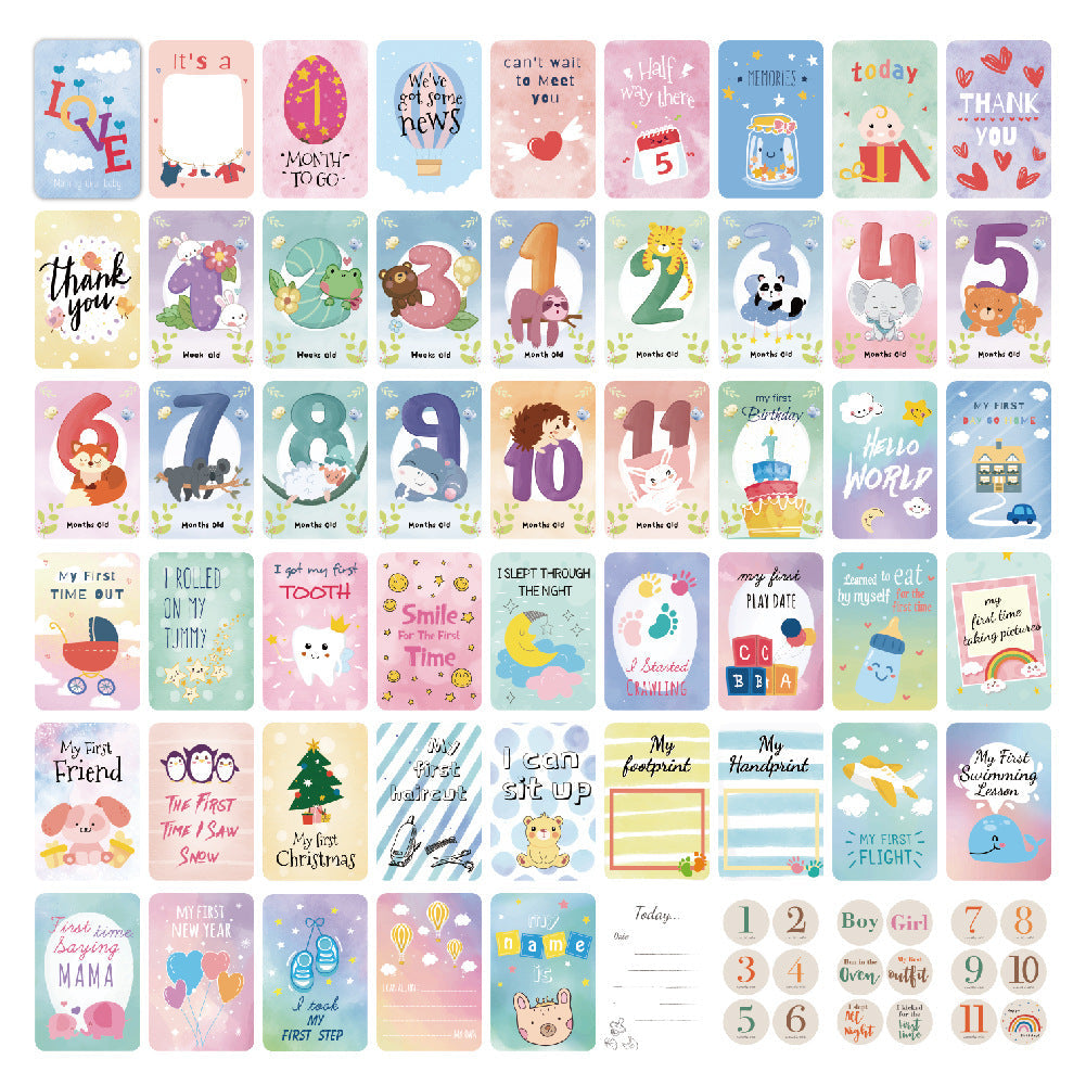 Growth Commemorative card Baby Milestone 50 pcs