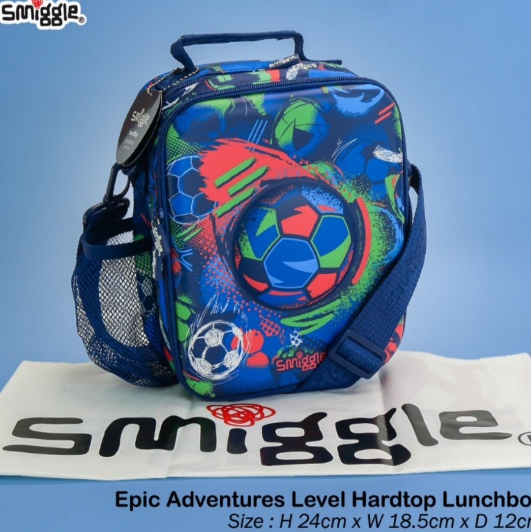 Smiggle Lunch Bag - Football | Shoulder Straps | 24×18.5×12cm