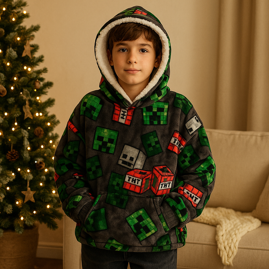 Minecraft Warm Fleece Hoodie Size 6-16Y