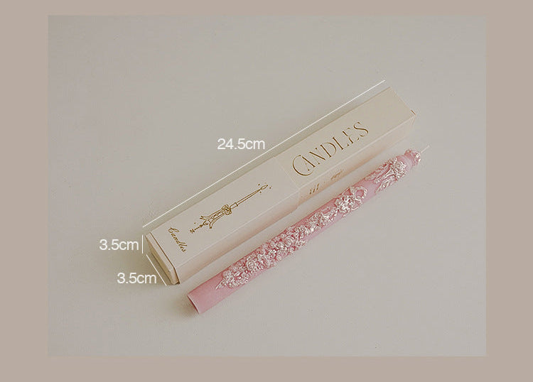 Elegant Floral Taper Candle 25x3.5 cm