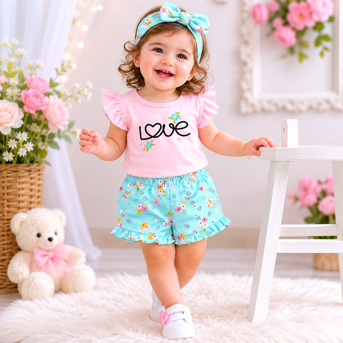 Baby Girl 3-Piece Floral Summer Set | Size 0-18M